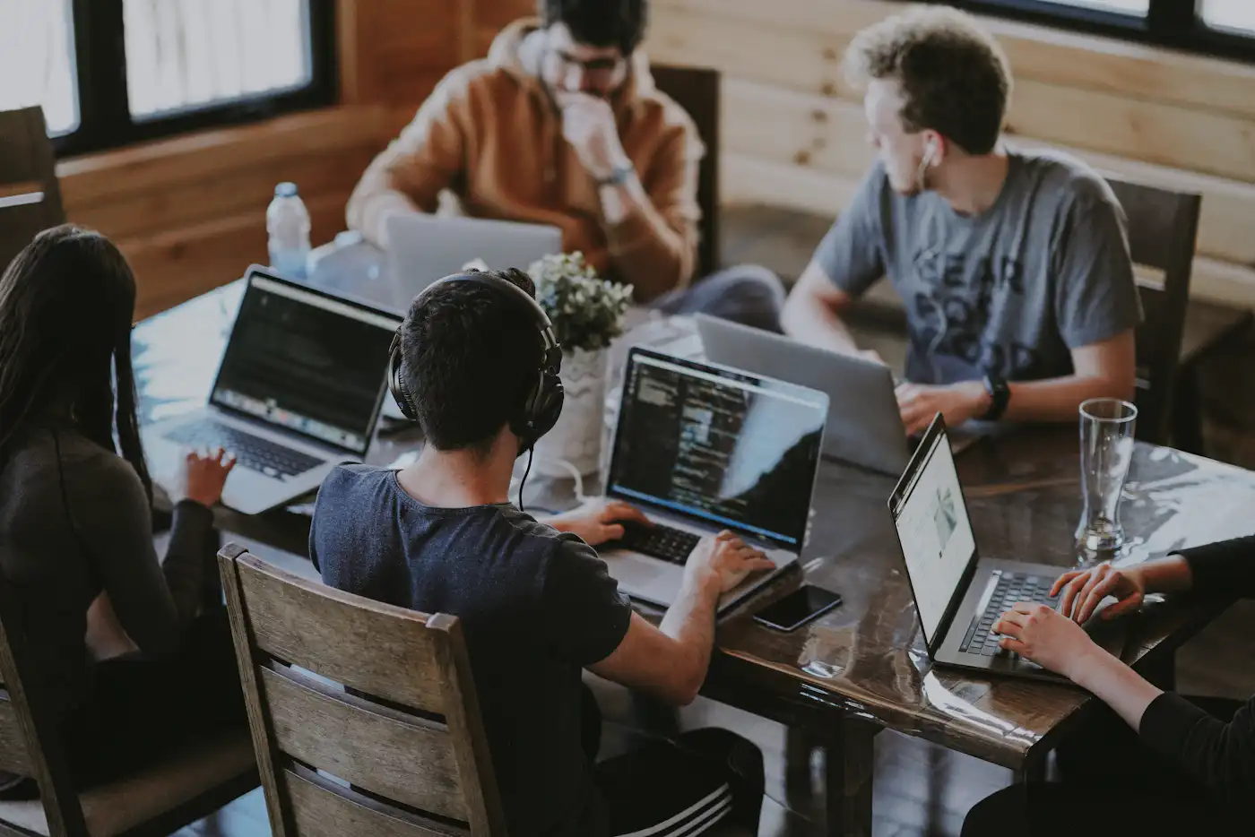 Professional team collaborating in modern office